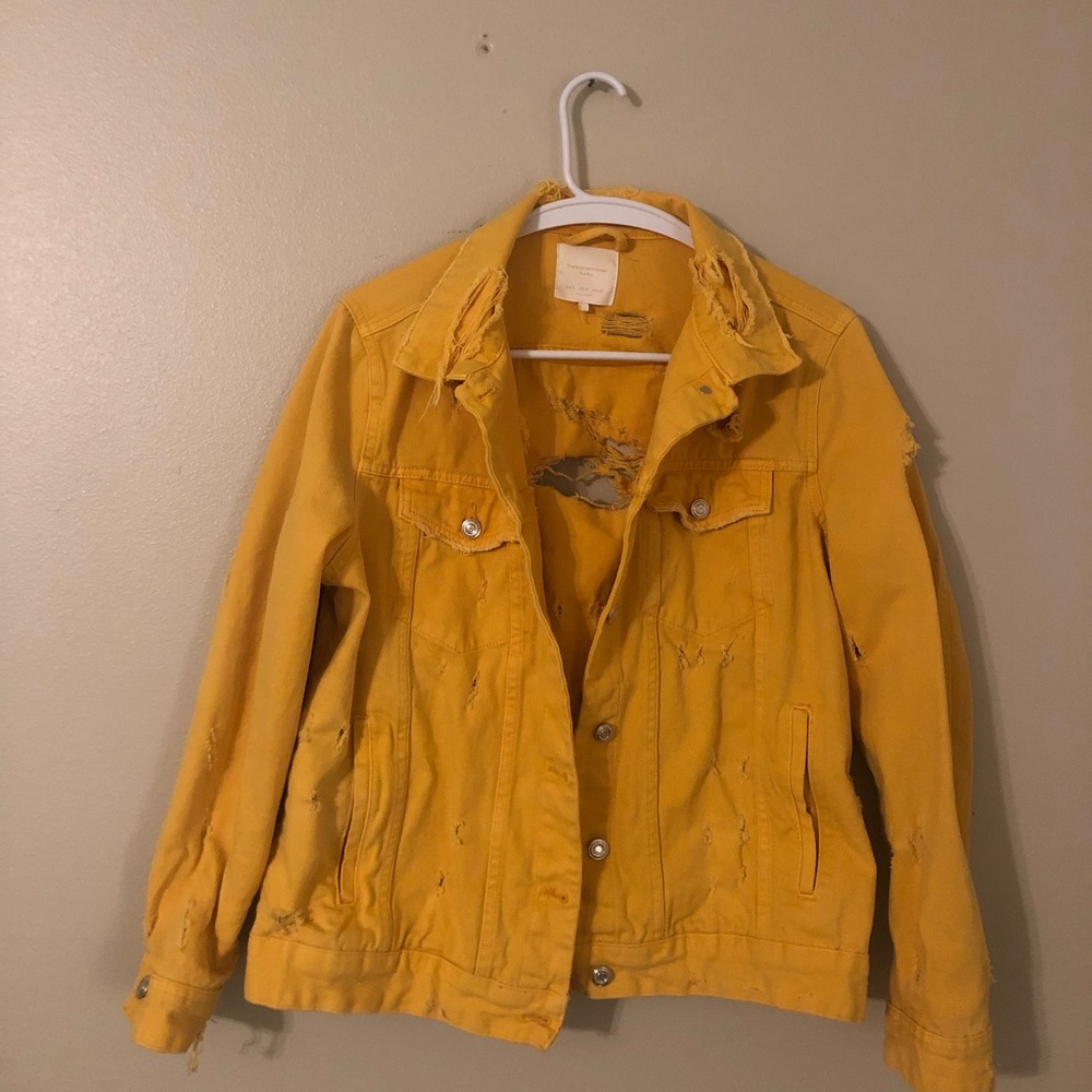 ZARA Distressed Yellow Denim Jacket